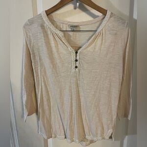 Lucky Brand Cream Lace Button Blouse